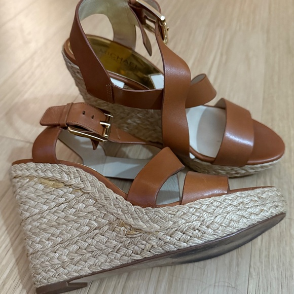 Michael Kors Platform Espadrille Sandal, Wedge: 8.5, Leather, Brown/LUGGAGE - Picture 2 of 4